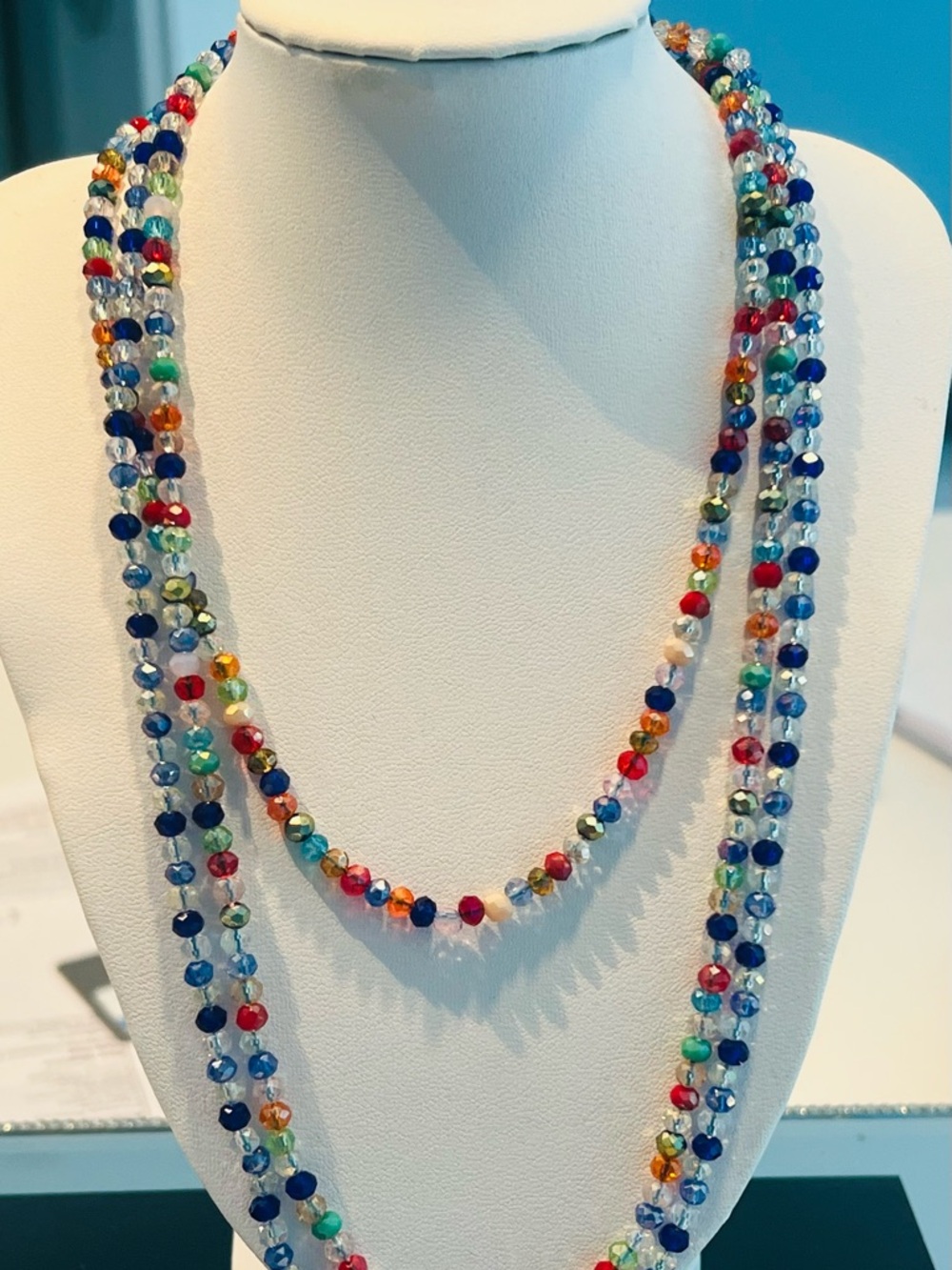 Three separate Multicolor Beaded Layered Crystal Necklaces